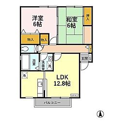 スターブル B 2階2LDKの間取り