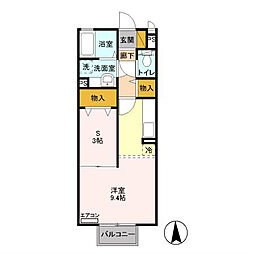 ウィル・インターパーク 1階1LDKの間取り