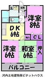 サンライズマンション 3DKの間取図画像