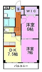 アニヴェルセル 2DKの間取図画像