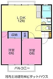 サンビレッジ光陽台十一番館 2LDKの間取図画像