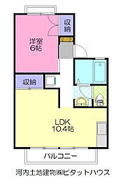 セジュールみはら1番館 1Kの間取図画像