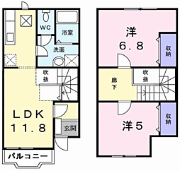 さくらコリーヌD 2LDKの間取図画像