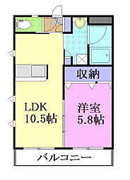GoldenBell 1LDKの間取図画像