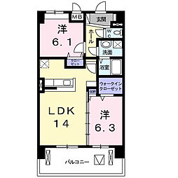 ベルメゾン 2LDKの間取図画像