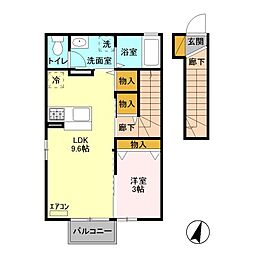 テクノヒルズB 1LDKの間取図画像