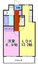 リバーサイド天神 1LDKの間取図画像