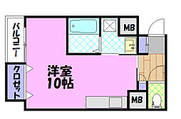 カーサリラサンテ ワンルームの間取図画像