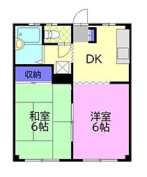 メゾン・ド・カネス2 2DKの間取図画像