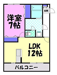 ヴィアステージ清原台A 1LDKの間取図画像