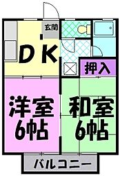 ハウスレイク 2DKの間取図画像