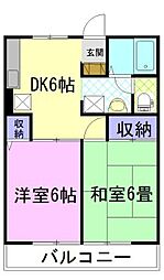 フレンド宝木A 2DKの間取図画像
