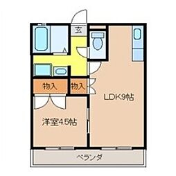 アルザス 1LDKの間取図画像