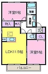 メープルリーフA 2LDKの間取図画像