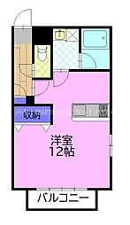 ポワロキャッスル 1Kの間取図画像
