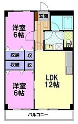 シャルムレジデンス御幸ヶ原 2LDKの間取図画像