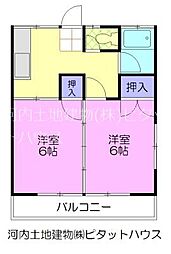 メゾン南木 2DKの間取図画像