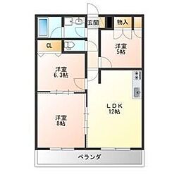 ディープインフォレスト2 3LDKの間取図画像