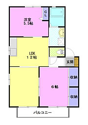 コーポ桜 2LDKの間取図画像