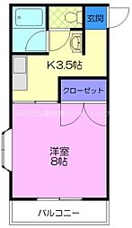 グランドールA 1Kの間取図画像
