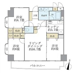 都営新宿線 一之江駅 徒歩5分の賃貸マンション 9階3LDKの間取り