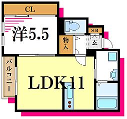 都営新宿線 篠崎駅 徒歩5分の賃貸アパート 1階1LDKの間取り
