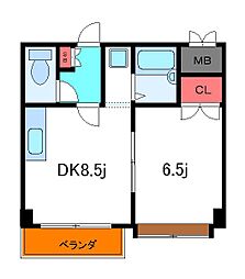 都営新宿線 一之江駅 徒歩20分の賃貸マンション 2階1LDKの間取り