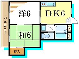 ロワール西一之江 2DKの間取図画像