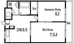 グランテふざん 2DKの間取図画像