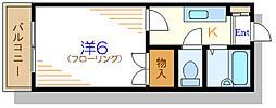 ハイムフローレス 1Kの間取図画像