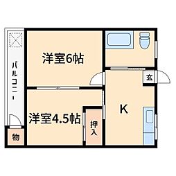 篠崎マンション 2Kの間取図画像