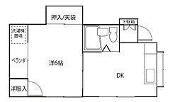 JR総武線 新小岩駅 徒歩9分の賃貸アパート 2階1DKの間取り