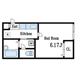 クレフラスト一之江 1Kの間取図画像