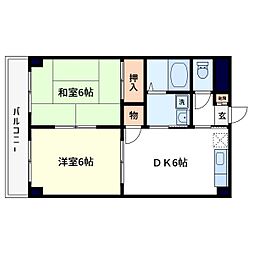 スイートハイツ 2DKの間取図画像