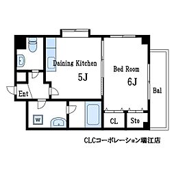 クレーテ2篠崎 1DKの間取図画像