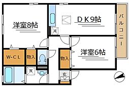 ラミアカーサ MA 1階2DKの間取り