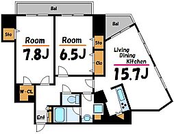 イリップス船堀 2LDKの間取図画像