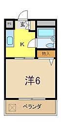 カーサ茜No.3 1Kの間取図画像