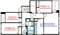 グランドコートB棟 3SLDKの間取図画像