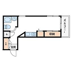 ラ・パルフェ・ド・ジュワンドル ワンルームの間取図画像