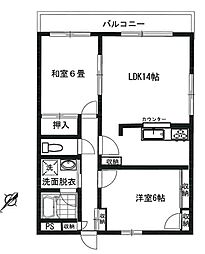 ルアンベル上庭 2LDKの間取図画像