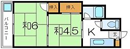 ベルコフレパート1 2Kの間取図画像