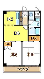 マンション・ヤマキ 2DKの間取図画像