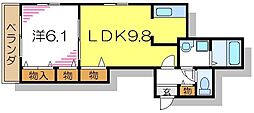 グリーンコート 1LDKの間取図画像