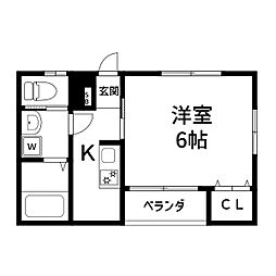 京成本線 京成小岩駅 徒歩11分の賃貸アパート 1階1Kの間取り