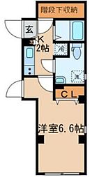 東京メトロ半蔵門線 住吉駅 徒歩10分の賃貸マンション 2階1Kの間取り
