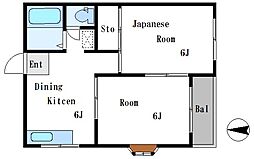 東京メトロ半蔵門線 住吉駅 徒歩11分の賃貸マンション 3階2DKの間取り