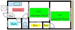 美幸荘 2Kの間取図画像