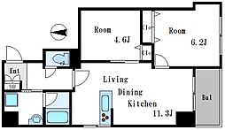 ライオンズマンション門前仲町第2 2LDKの間取図画像