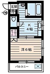 都営新宿線 大島駅 徒歩5分の賃貸マンション 4階1Kの間取り